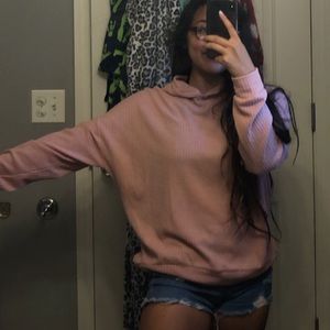 super cute pink knitted top with hoodie NWT